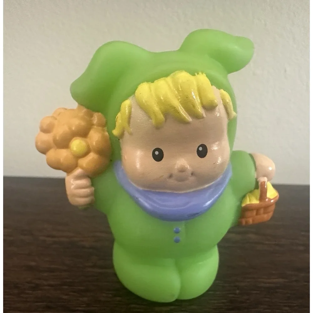 Fisher Price Little People 2002 Easter Friends In Bunny Costumes Green Blue